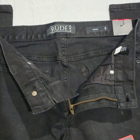 RUDE ✦ Men’s Skinny Jeans ✦ Black Distressed Cotton Denim ✦ 30x32 ✦ NWT - Picture 5 of 9